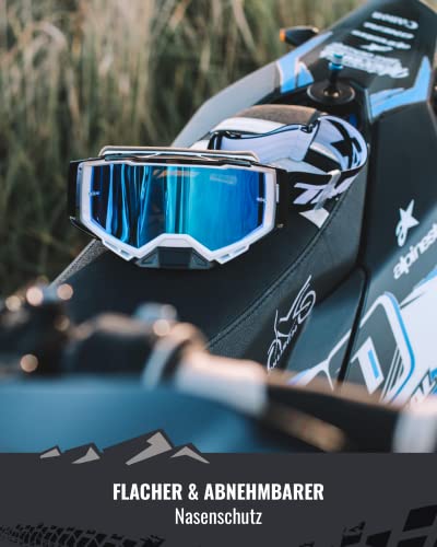 TWO-X ATOM gogle crossowe białe czarne – BLIZZARD przyciemniane czarne okulary MX ochrona nosa Motocross Enduro szkło lustrzane okulary motocyklowe odporne na zarysowania MX okulary ochronne - obrazek 6