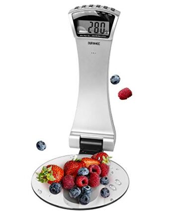 Duronic KS4000 Cyfrowa waga kuchenna ścienna składana do 3 kg z bateriami w zestawie | z śruby w zestawie | z zegarem i minutnikiem | funkcja tary i zmiana jednostek | idealna do gotowania i pieczenia