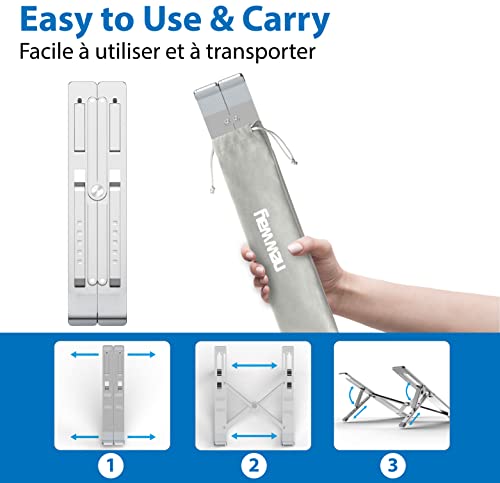 NEWWAY – Stojak na laptopa – aluminium – regulowany – chłodnica – ergonomiczny – lekki – kompatybilny z MacBook, Dell, Lenovo, Asus, HP, innymi laptopami i tabletami do 14 cali – antypoślizgowe nóżki - obrazek 4