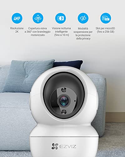 EZVIZ C6N Wewnętrzna kamera nadzorująca 4MP, 360° Pan/Tilt, WiFi 2,4 Ghz, inteligentne noktowizory z inteligentnym podczerwienią, wykrywanie osoby i automatyczne śledzenie, dwukierunkowy dźwięk - obrazek 7