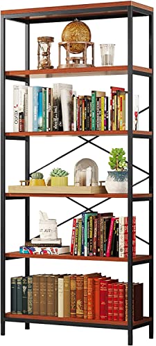 COOCHEER regał przemysłowy z 5 poziomami, metalowy regał i drewniany regał regał do przechowywania, wysoki regał do sypialni, biura, domu, 180 cm - obrazek 5