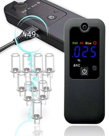 iBACheck Elektroniczny Etylotest. Alkomat wielokrotnego napełniania z wyświetlaczem LED. Może wykonać 200 razy test alkoholu we krwi z 10 pamięcią