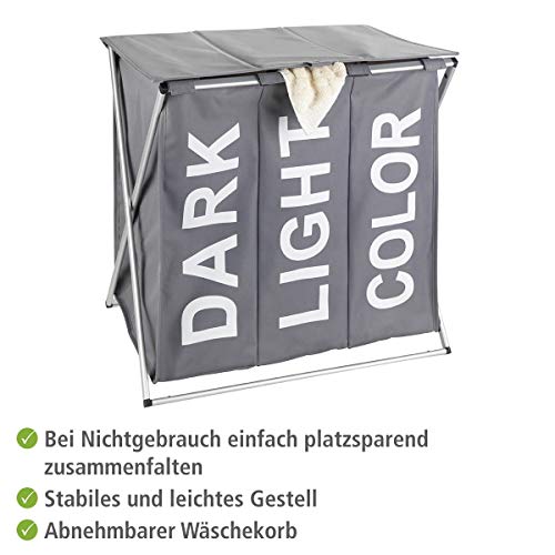 WENKO Kosz na pranie Trio Top szary, kosz na pranie, 118 l - obrazek 7