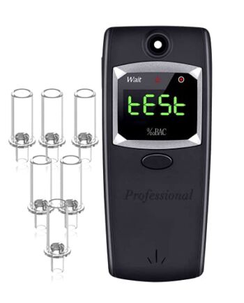 iBACheck Alkomat paliwowy z wyświetlaczem LED, oszczędzający energię test alkoholu Alkomat może trwać 300 testów. 10 wspomnień i 6 ustników