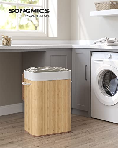 SONGMICS Bambusowy kosz na pranie, składany pojemnik na pranie z pokrywą i zdejmowanym bawełnianym workiem na pranie, 72 L pojemnik na pranie, skrzynia na pranie, 40 x 30 x 60 cm, Naturalny LCB10Y - obrazek 7
