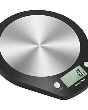 ACCUWEIGHT Cyfrowa wagi kuchenna, wagi do gospodarstwa domowego, waga pocztowa z dużą platformą ze stali nierdzewnej i wyświetlaczem LCD, waga elektroniczna, waga do 5 kg w krokach 1 g, czarny, Tara