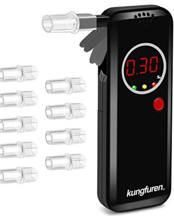 kungfuren alkomat, dokładny tester promili, czujnik półprzewodnikowy, cyfrowy wyświetlacz LCD, z 10 ustnikami i 1 torbą z materiału