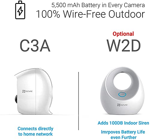 EZVIZ Bezprzewodowa kamera IP 1080p, do monitoringu, zewnętrzna kamera Wi-Fi, akumulator o pojemności 5500 mAh, wykrywanie ruchu PIR, widoczność w nocy, dwukierunkowe audio, dostępna IP65, C3A - obrazek 3