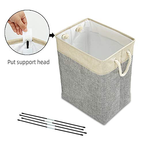 Meerveil Kosz na pranie, kosz na pranie z pokrywką, składany kosz na pranie, z uchwytem, może pomieścić ubrania i zabawki, sypialnia, salon, pralnia, szary - obrazek 5