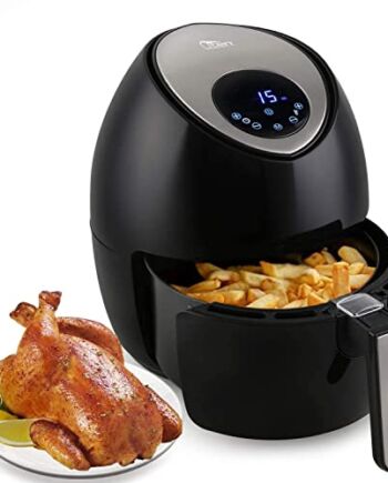Uten frytkownica na gorące powietrze, 4,5 l, frytkownica Airfryer XL, z cyfrowym wyświetlaczem, 7 programów, czujnik dotykowy i technologia Rapid-Air, wyjmowany kosz, 1500 W, czarna, E1325
