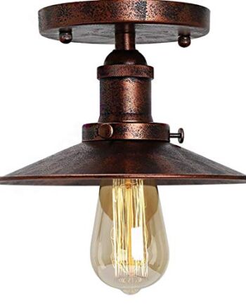 Parasol lampa sufitowa półpodtynkowa oprawa oświetleniowa retro przemysł pojedyncza głowica mała czarna spódnica lampa sufitowa Edison vintage barn light (Rust)