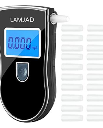 Profesjonalny alkomat z niebieskim podświetleniem tła, przenośny alkomat z 20 ustnikami do użytku osobistego i profesjonalnego (styl 3)