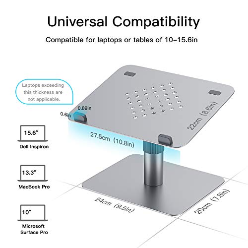 GMFIVE stojak na laptopa obracany o 360° regulowany uchwyt na laptopa na ergonomiczne biurko dom biuro uniwersalny wentylowany lekki akcesoria komputerowe kompatybilne z laptopem tabletem notebooka 31-17,3 cala srebrny - obrazek 5