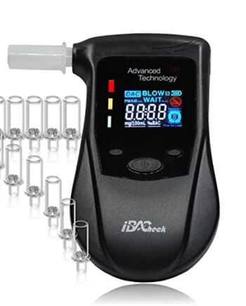 iBACheck Alkomat testowy alkoholu z funkcją przedawkowania i akumulatorem do ponownego ładowania, zegar w czasie rzeczywistym z niskim prądem czuwania, analizator oddechu z 4 kolorowym wyświetlaczem i 10 wspomnień (12)