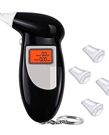 iwobi Tester alkoholu, profesjonalny tester alkoholu z 4 szt. ustnikami, wyświetlacz LCD do czytania w nocy zestaw półprzewodnikowych czujników alkomatów