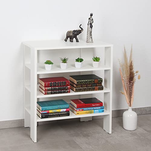 RICOO Regał stojący (WM039-WM) 70 x 55 x 32 cm, regał drewniany, biały, matowy regał na książki, organizer, szafka na książki, regał na rośliny, do salonu - obrazek 4