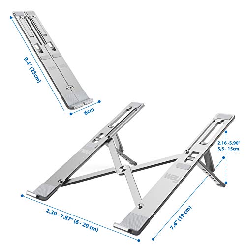 NEWWAY – Stojak na laptopa – aluminium – regulowany – chłodnica – ergonomiczny – lekki – kompatybilny z MacBook, Dell, Lenovo, Asus, HP, innymi laptopami i tabletami do 14 cali – antypoślizgowe nóżki - obrazek 3
