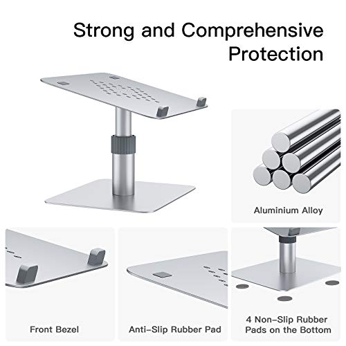 GMFIVE stojak na laptopa obracany o 360° regulowany uchwyt na laptopa na ergonomiczne biurko dom biuro uniwersalny wentylowany lekki akcesoria komputerowe kompatybilne z laptopem tabletem notebooka 31-17,3 cala srebrny - obrazek 2