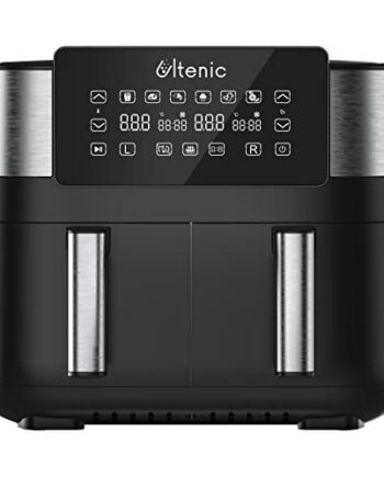 Ultenic K20 Bezolejowa frytkownica z podwójną szufladą, Air Fryer z 6 programami, frytkownica powietrzna 7,6 l z podwójnym koszem, francuskie menu online, podgrzewanie, ekran dotykowy LED, 2850 W