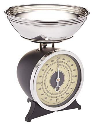 KitchenCraft Mechaniczna Waga Kuchenna Classic Collection, Pojemność do 2 kg – Kolor Czarny
