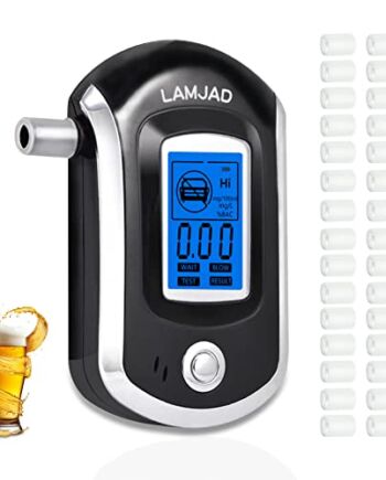 LAMJAD Alkomat, profesjonalny alkomat BAC z 31 ustnikami, przenośny, bardzo precyzyjny alkomat z cyfrowym ekranem LCD (AT6000)