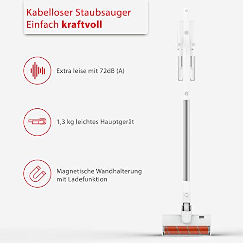 Roidmi S1E odkurzacz akumulatorowy, bezprzewodowy, wydajny silnik 18 000 Pa, lekki odkurzacz z filtrem HEPA, czas pracy do 40 min, ergonomiczny, magnetyczny uchwyt ścienny, biały - obrazek 7