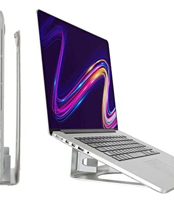 Pronomic LTS-21 stojak na laptopa 2 w 1 – pionowy uchwyt zapewnia bezpieczną pionową podstawę – umożliwia korzystanie z złożonego laptopa – do notebooków o maksymalnej grubości 17 mm – srebrny