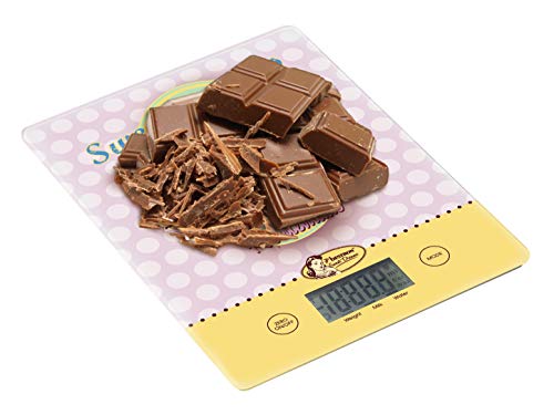 Bestron cyfrowa waga kuchenna z wyświetlaczem LCD, styl retro, Sweet Dreams, udźwig 5 kg, precyzja na 1 g, szkło, różowa - obrazek 6