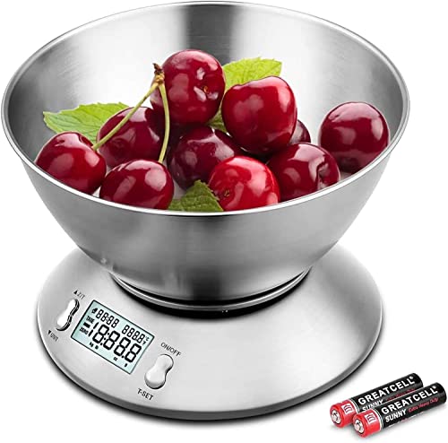 Uten Waga kuchenna, profesjonalna, elektroniczna, waga kuchenna, 5 kg x 1 g, ze stali nierdzewnej 304, funkcja tarowania z wyświetlaczem LCD, miska i timerem - obrazek 3