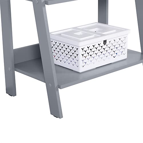 Madesa Nowoczesny regał drabinkowy do domu, 5-poziomowy organizer na półki, przemysłowe stojące półki do przechowywania, regał na książki (szary) - obrazek 4