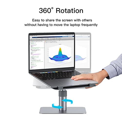 GMFIVE stojak na laptopa obracany o 360° regulowany uchwyt na laptopa na ergonomiczne biurko dom biuro uniwersalny wentylowany lekki akcesoria komputerowe kompatybilne z laptopem tabletem notebooka 31-17,3 cala srebrny - obrazek 7