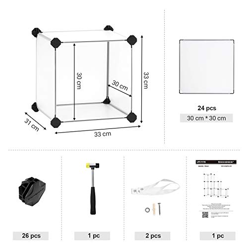 SONGMICS regał wtykowy, regał z tworzywa sztucznego, "zrób to sam", regał na schody, system regałowy, 6 przegródek, na zabawki, buty, książki, do salonu, pokoju dziecięcego, sypialni, 93 x 31 x 93 cm, biały LPC111S - obrazek 2