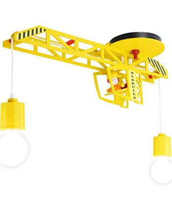 Elobra Lampa sufitowa do pokoju dziecięcego "Herkules", żółta, prawdziwe drewno, 60 x 20 x 20 cm, rękodzieło