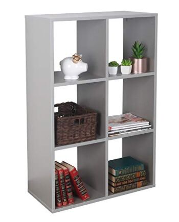 RICOO Regał 97 x 65 x 30 cm, regał stojący, szary, płyta wiórowa WM078-PL, regał na książki, regał ścienny, mały, półki i półki, wąski regał, mały regał, półka, regał biurowy