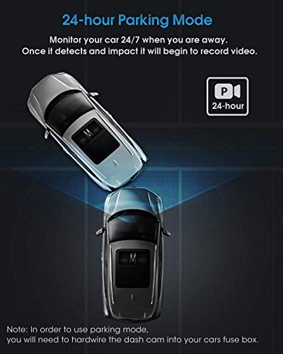 Abask kamera na deskę rozdzielczą, kamera samochodowa z podwójnym 1080P Full HD, widzenie nocne w podczerwieni, WDR, tryb parkowania, wykrywanie ruchu, wykrywanie wypadków, nagrywanie w pętli - obrazek 3