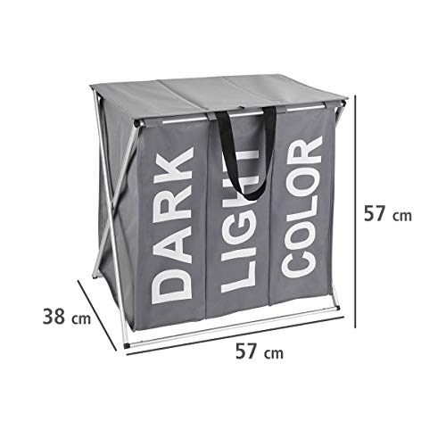 WENKO Kosz na pranie Trio Top szary, kosz na pranie, 118 l - obrazek 6