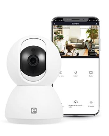 Garza  Smarthome – Wifi 360 kamera IP kompatybilna z urządzeniami Alexa z wyświetlaczem i kamerą Google Chromecast 720P HD Smart Smart, wbudowanym mikrofonem, noktowizorem i czujnikiem ruchu