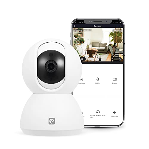 Garza Smarthome – Wifi 360 kamera IP kompatybilna z urządzeniami Alexa z wyświetlaczem i kamerą Google Chromecast 720P HD Smart Smart, wbudowanym mikrofonem, noktowizorem i czujnikiem ruchu