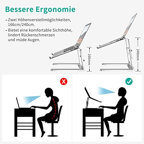 Newaner Stojak na laptopa z regulacją wysokości, aluminiowy, podwyższenie stojaka, kompatybilny z notebookami (10-17 cali) komputerami w tym MacBook Pro/Air Surface Lenovo Hp Asus Acer Dell MSI Samsung - obrazek 6