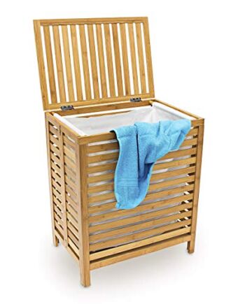 Relaxdays Skrzynia na pranie, bambus, naturalna