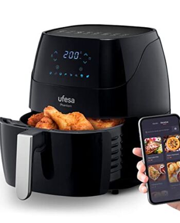 Frytkownica na gorące powietrze Ufesa Smart WiFi, 5 L XXL z kontrolą APP i przepisami, bez oleju, Airfryer z cyfrowym ekranem dotykowym LED, podgrzewanie i utrzymywanie ciepła, 1500 W, AF5000