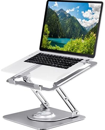 Transplant Stojak na laptopa o 360° na biurko obracająca się podstawa, stojak na laptopa o regulowanej wysokości, składany, przenośny, aluminiowy, regulowany stojak na laptopa kompatybilny z Macbook Pro innymi notebookami i tabletami 10–17 cali