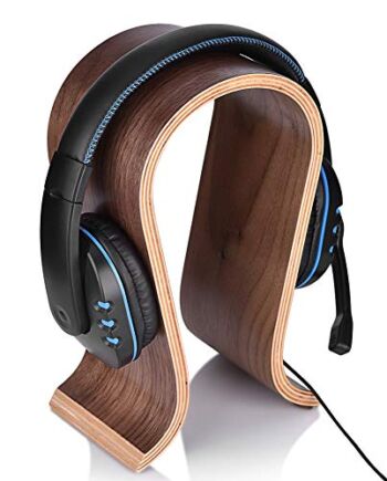 Annadue Drewniany uchwyt na słuchawki w kształcie litery U, drewniany stojak na słuchawki, stabilna podstawa, do domu, biura, gabinetu, sklepu i wielu innych miejsc.