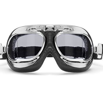 BERTONI Okulary motocyklowe, okulary lotnicze, w stylu vintage, retro, ochrona przed zaparowaniem, ochrona przed promieniowaniem UV AF193