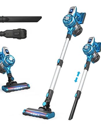 Bezprzewodowy Odkurzacz, Miotła Elektryczna,Składany 180°, 13/25KPa, Potężny Odkurzacz do Włosów Zwierzątnych/Podłogi/Dywany/Sofa (Blady Niebieski)