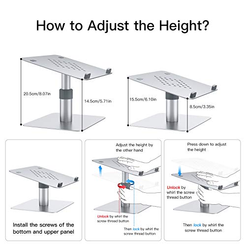 GMFIVE stojak na laptopa obracany o 360° regulowany uchwyt na laptopa na ergonomiczne biurko dom biuro uniwersalny wentylowany lekki akcesoria komputerowe kompatybilne z laptopem tabletem notebooka 31-17,3 cala srebrny - obrazek 3