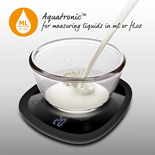 Salter 1062 BKDR Wodoszczelna (IPX7) elektroniczna waga kuchenna, czyszczenie w misce do mycia, duży wyświetlacz z podświetleniem, tarowanie, smukła kompaktowa konstrukcja, zakres do 5 kg, czarna - obrazek 10