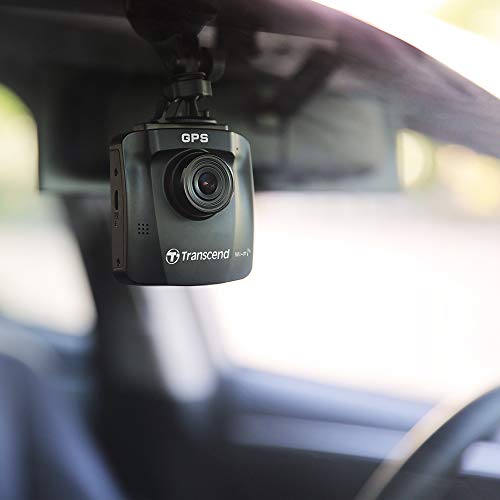 Transcend Kamera samochodowa DrivePro 250 z czujnikiem obrazu o wysokiej czułości STARVIS, wbudowany GPS, Wi-Fi i bateria z trybem parkowania i wideo poklatkowe TS-DP250A-32G