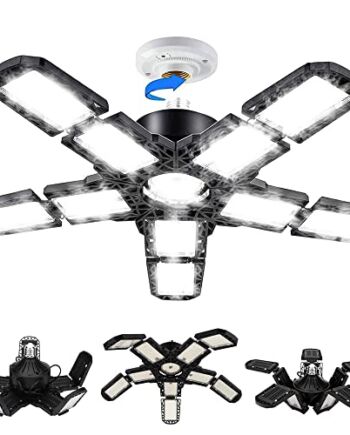 Lampa warsztatowa, lampa sufitowa LED, 160 W, 18000 lm, E27, 6500 K, lampa garażowa LED z 10 regulowanymi panelami i 363 diodami LED, do warsztatu, wiaty garażowej, piwnicy