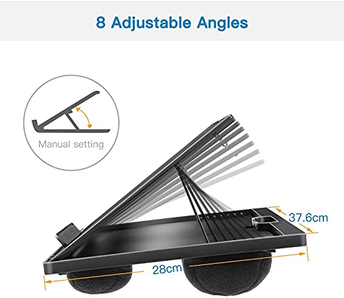 HUANUO Stojak na monitor laptopa z poduszką na łóżko - elastycznie regulowany pod 8 kątami, do notebooka, tabletu, laptopa o przekątnej do 15,6", przenośnego stołu na tacy i odpowiedni w podróży, pracy, domu - obrazek 3